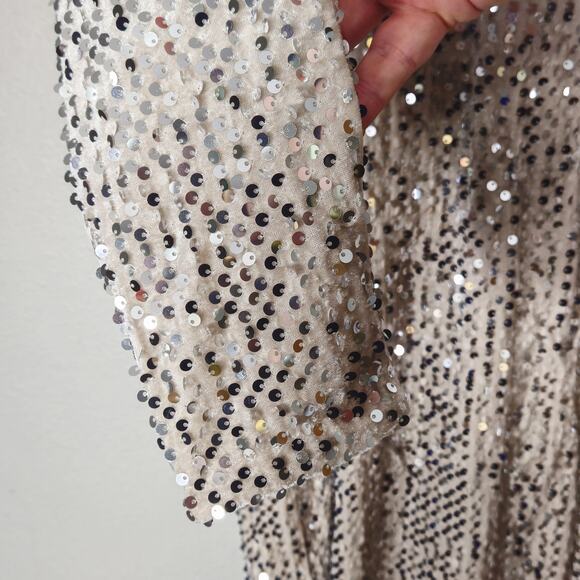 Sanctuary Sequin Mini Dress Silver Cream Size Small Sparkle Cocktail - Picture 11 of 15